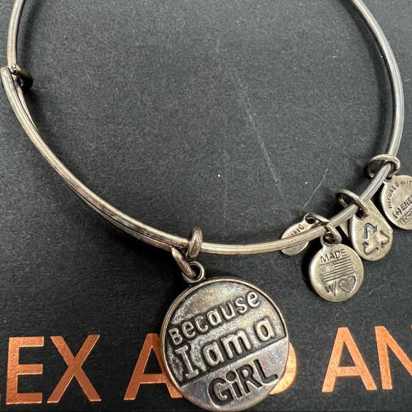 Alex and Ani “Because I Am a Girl” Silver Bracelet Bangle - Picture 3 of 3